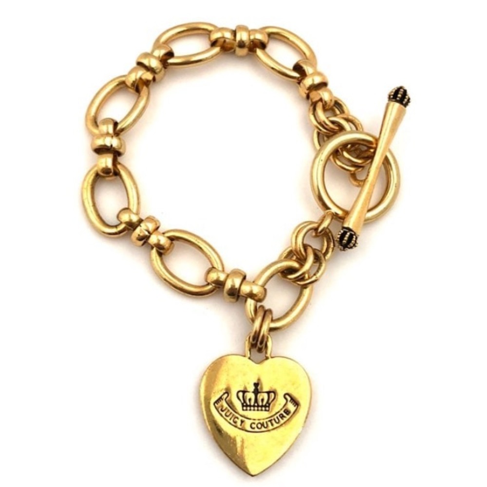 Juicy Couture Gold Chain-Link Bracelet with Heart Charm